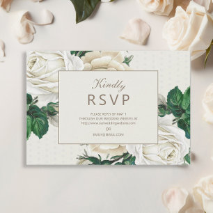 Elegante Ivory Cream Floral Casamento RSVP