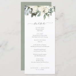 Elegante Ivory Sage Floral Greenery Menu