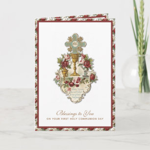 Elegante Jesus Primeira Comunhão Cartão Vintage