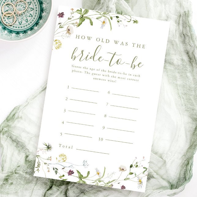 Elegante Jogo da Noiva Boho Flor Silvestre quantos (Elegant Wildflower boho how old was the bride game)