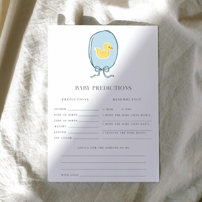 Elegante - Jogo de Chá de fraldas de Predicações D (Elegant meets cute rubber ducky Baby Shower game of Baby Predictions.)