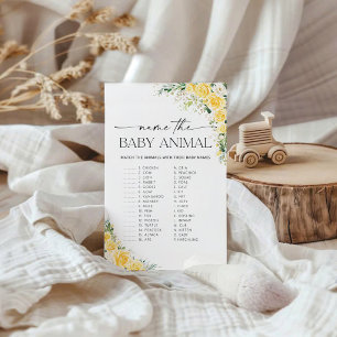 Elegante Jogo de Nomear Bebês Animais com Flores A