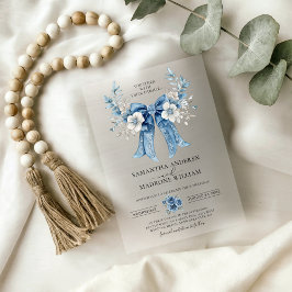 Elegante Laço Floral em Azul Poeira para Casamento
