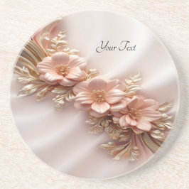 Elegante Laranja Peach Floral Sandstone Porta copo