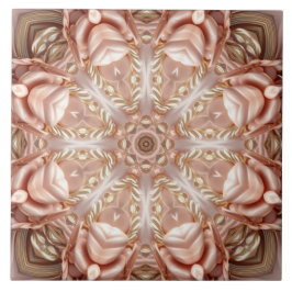 Elegante Laranja Pêssego Azulejo Floral Cerâmico