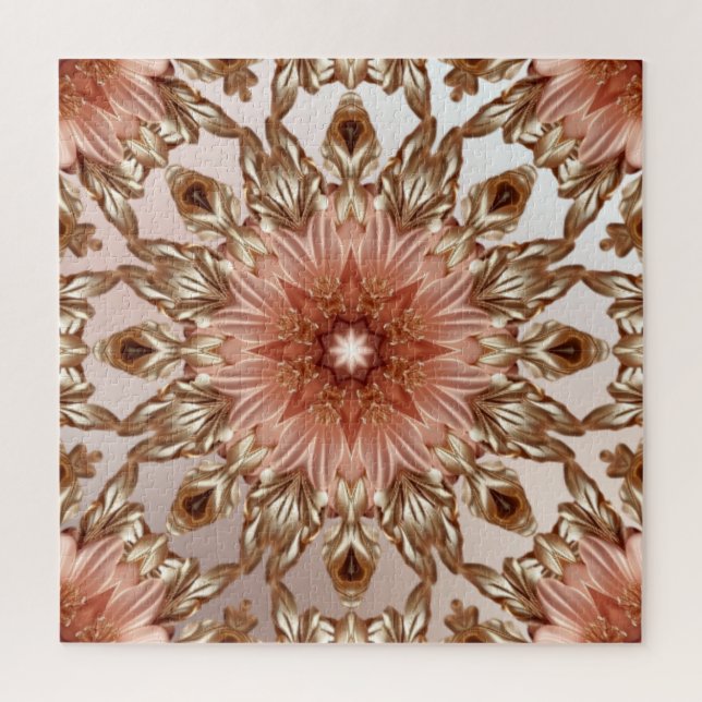 Elegante Laranja Pêssego Floral Quebra-cabeça (Vertical)