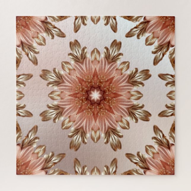 Elegante Laranja Pêssego Floral Quebra-cabeça (Vertical)