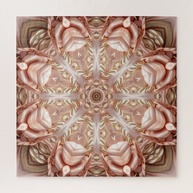 Elegante Laranja Pêssego Floral Quebra-cabeça (Vertical)