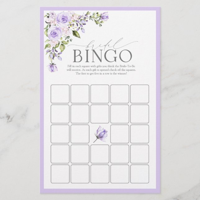 Elegante Lavanda Lilac - Jogo Floral de Bingo (Frente)