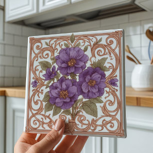 Elegante Lavanda Vintage Nouveau Floral