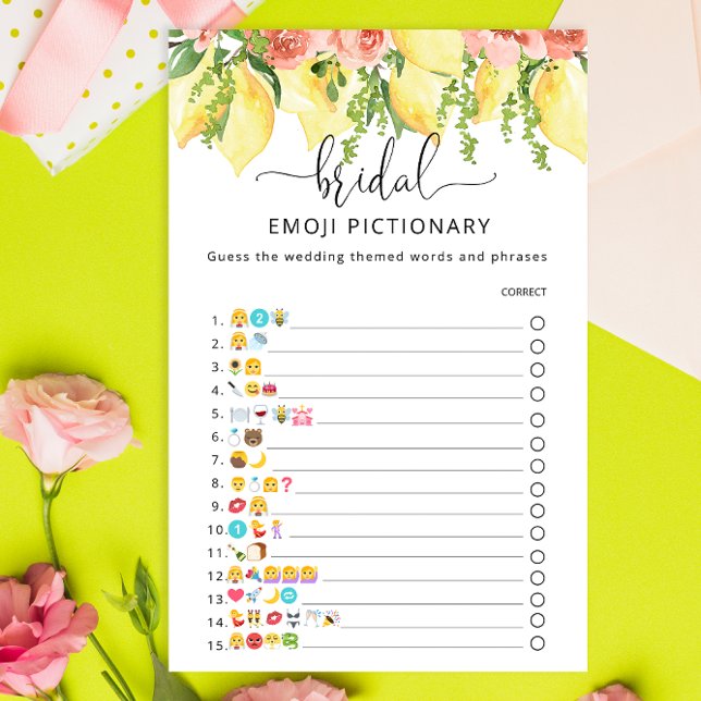 Elegante Lemon Botanical Emoji Pictionary Game (Criador carregado)