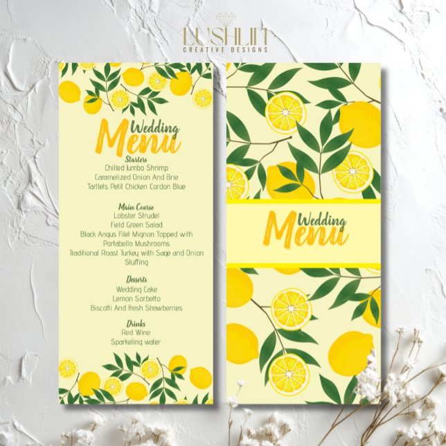 Elegante Lemon Wedding Flat Menu (Criador carregado)