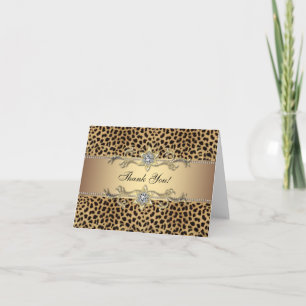 Elegante Leopardo Dourado Obrigado Cartões