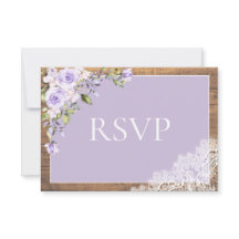 Elegante Lilac Lavanda Rustic Lace Wedding RSVP