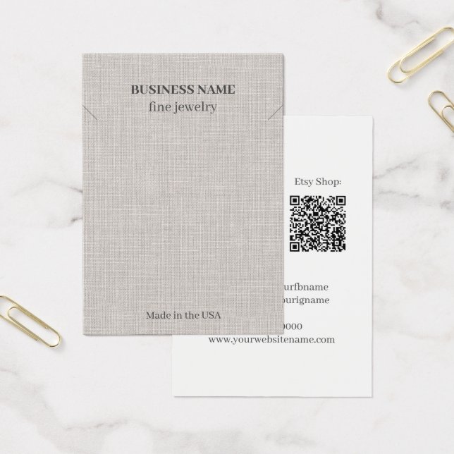 Elegante Linen QR Code Jewelry Business Necklace (Escritótio)