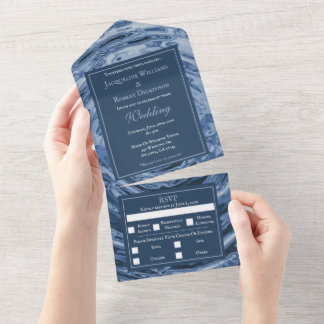 Elegante Líquido Cromado Água Azul Casamento