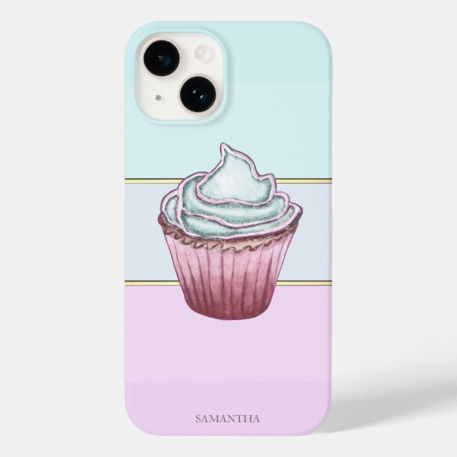Elegante Listrado Moderno,Cupcake (Verso)