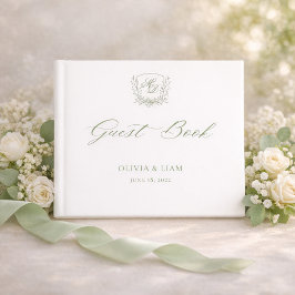 Elegante Livro de Visitas de Casamento com Crista