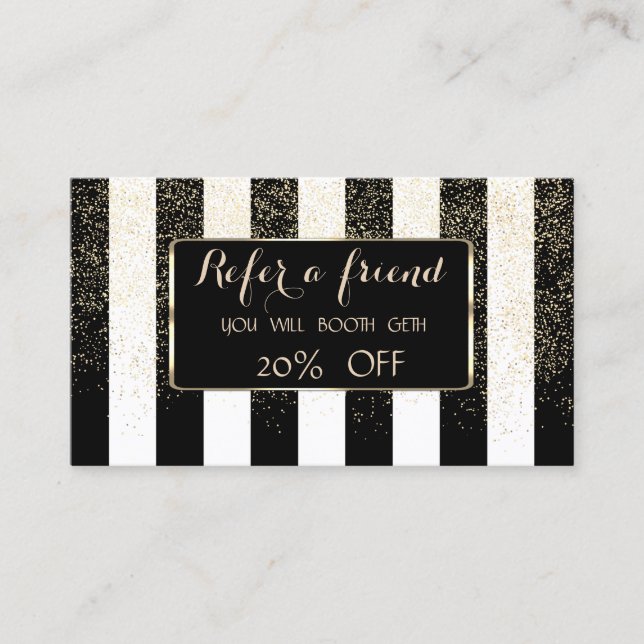 Elegante Lixão Striped,Confetti Referral Card (Frente)