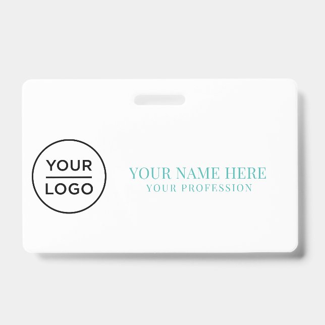 Elegante Logotipo Personalizado Crachá Simples par (Frente)