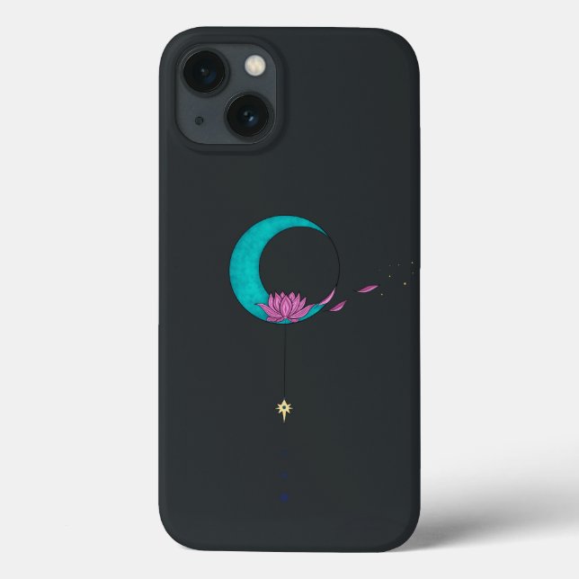 Elegante Lotus Moon Black iPhone / iPad case (Verso)