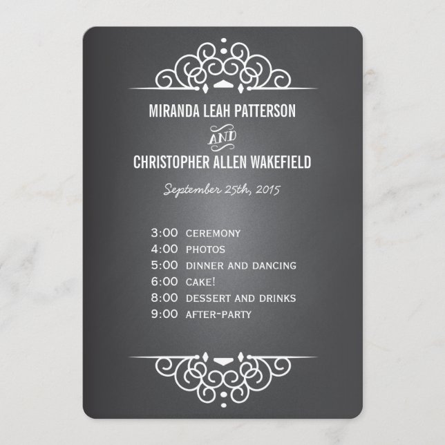 Elegante Love Chalkboard | Cartão de menu (Frente)