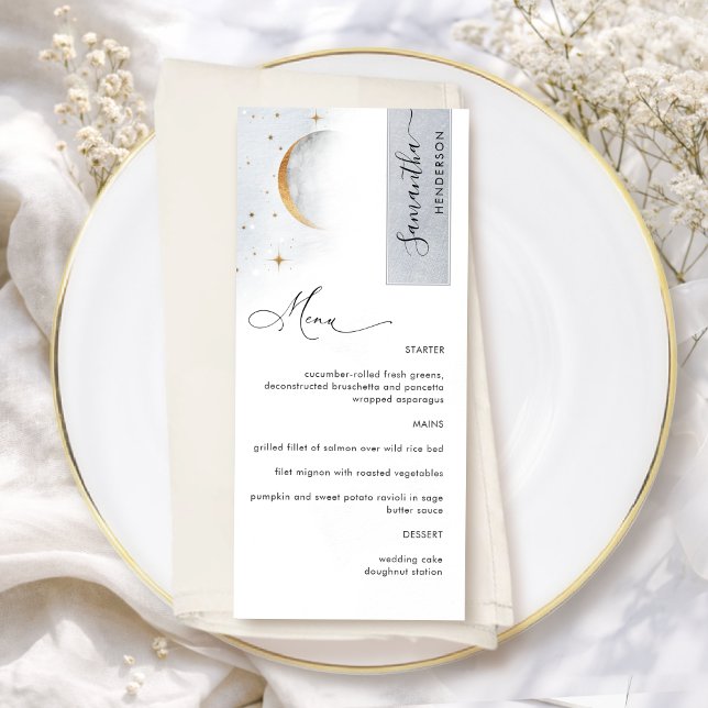 Elegante Lua Celestial Estrelas, Menu com Nome do  (Criador carregado)