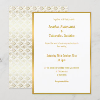ELEGANTE LUXE DOURADO LACE 2 CONVITE DE CASAMENTO