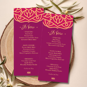 Elegante Magenta Dourada Mandala Indian Menu Casam