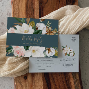 Elegante Magnolia   Cartão postal RSVP de Escolha 