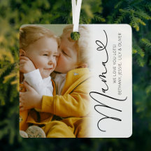 Elegante Mama Foto de Natal Ornament Metal