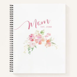 Elegante Mamãe Est Blush Pink Floral Watercolor