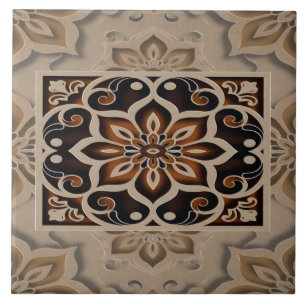 Elegante Mandala Floral em Tons Terrosos Design de