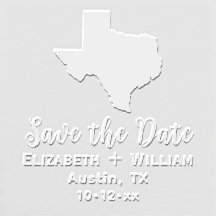 Elegante Mapa do Estado do Texas para Casamento Sa