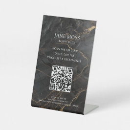 Elegante, Marble-Black-Dourado, Salão, Código QR
