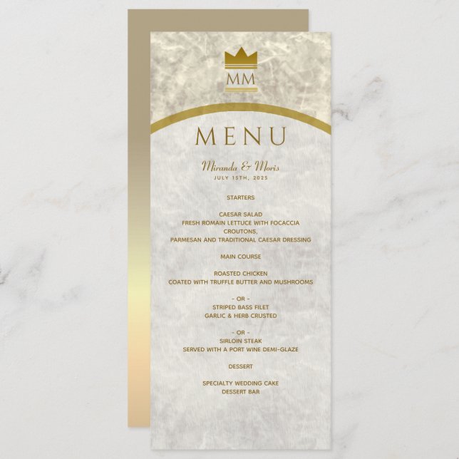 Elegante Marble e Menu Dourado (Frente/Verso)