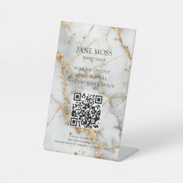 Elegante, Marble-White-Dourado, Salão, Código QR