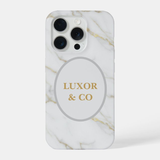 Elegante Mármore Branco & Veias Douradas iPhone 16 (Verso)