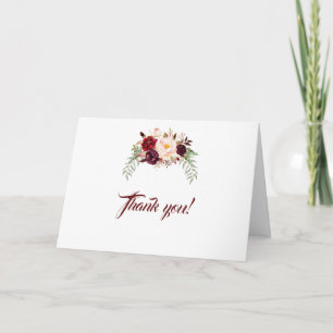 Elegante Marsala Floral Burgundy Agradecimento de