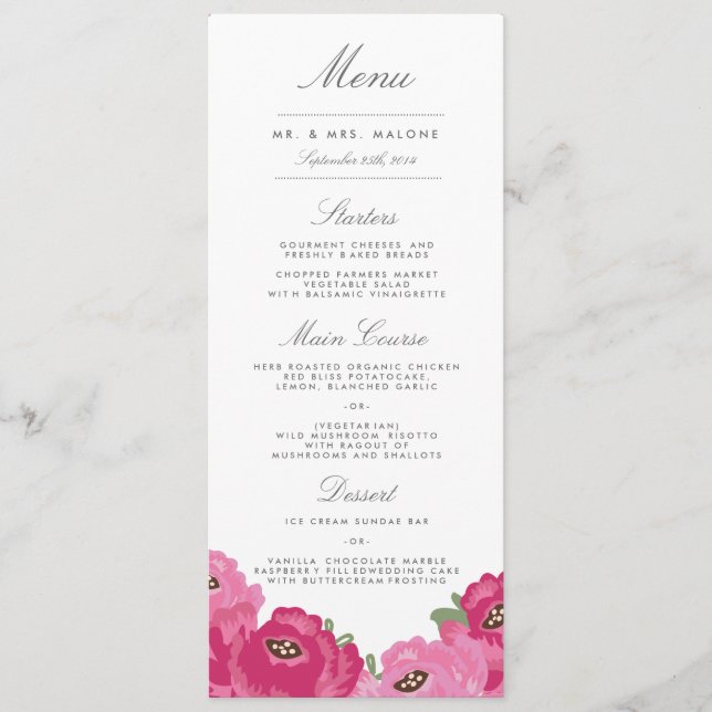 Elegante Mason Jar Wedding Menu (Frente)