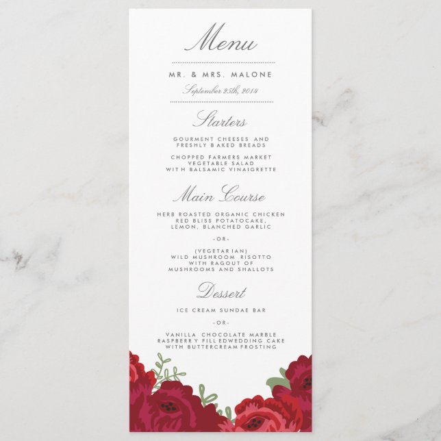 Elegante Mason Jar Wedding Menu (Frente)