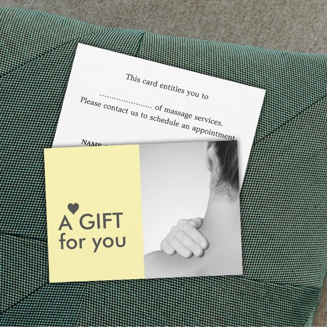 Elegante Massage Therapist Foto Yellow Cinza Heart (Criador carregado)