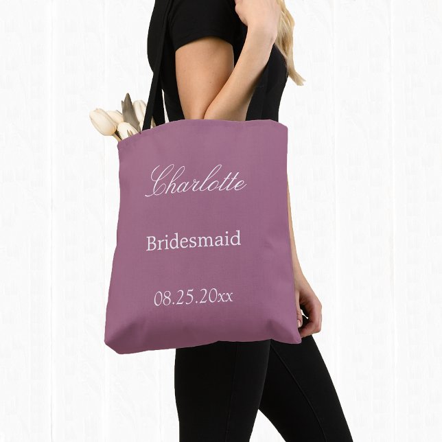 Elegante Mauve Bridesmaid Tote Bag (Criador carregado)