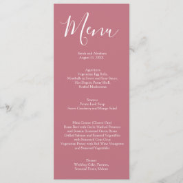 Elegante Mauve Pink e White Roses Menu Casamento