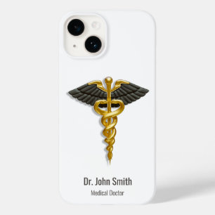 Elegante Médico Dourado Salas Negras de Caduceus