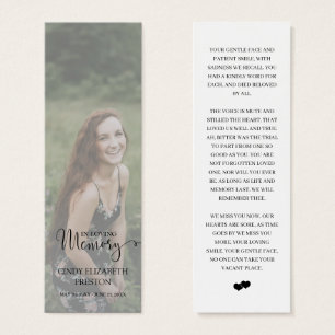 Elegante Memorial Foto Funeral Poem Bookmark