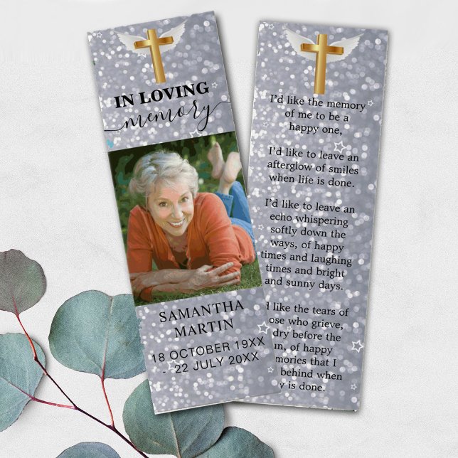 Elegante Memorial Poem Funeral Bookmark (Criador carregado)