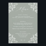 Elegante Menu Casamento vintage Verde Sage<br><div class="desc">Elegante Sage Green Wedding Menu: Este menu de luxo é perfeito para um casamento elegante e clássico. Apresenta uma fronteira de ornamentado vintage sobre um fundo verde sage emparelhado com caligrafia moderna e elegante. Veja todos os produtos correspondentes abaixo.</div>
