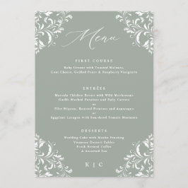 Elegante Menu Casamento vintage Verde Sage