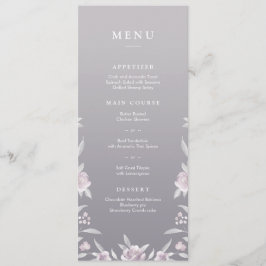 Elegante menu de casamento Chinoiserie prata flora